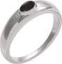 Platinum Oval Natural Black Onyx Cabochon Ring – 7x5mm