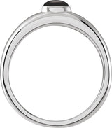 Platinum Oval Natural Black Onyx Cabochon Ring – 7x5mm - view 2