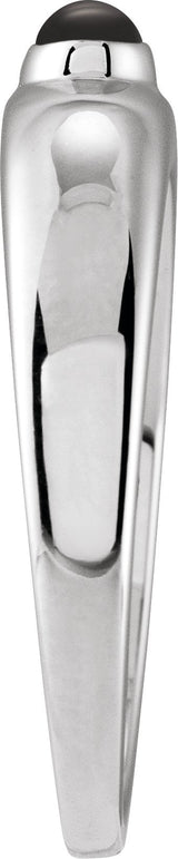Platinum Oval Natural Black Onyx Cabochon Ring – 7x5mm - view 3