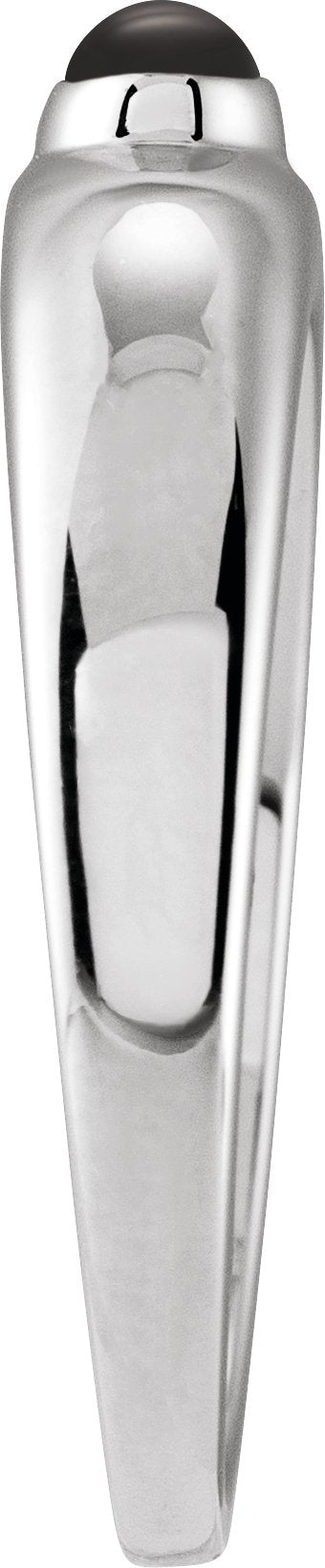 14K Gold Oval Natural Black Onyx Cabochon Ring – 7x5mm - White Gold - view 3