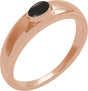 14K Gold Oval Natural Black Onyx Cabochon Ring – 7x5mm - Rose Gold