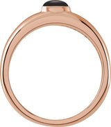 14K Gold Oval Natural Black Onyx Cabochon Ring – 7x5mm - Rose Gold - view 2