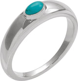 Platinum Oval Natural Turquoise Cabochon Ring – 5-7mm Stones