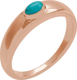 14K Gold Oval Natural Turquoise Cabochon Ring – 5-7mm Stones - Rose Gold