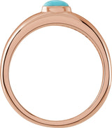 14K Gold Oval Natural Turquoise Cabochon Ring – 5-7mm Stones - Rose Gold - view 2