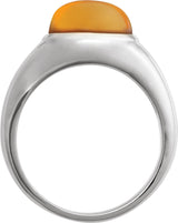 14K Gold Oval Natural Citrine Bezel-Set Cabochon Ring - White Gold - view 2