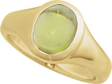 14K Gold Oval Natural Peridot Bezel-Set Cabochon Ring - Yellow Gold - view 4