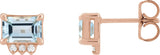 14K Gold Emerald Natural Sky Blue Topaz & Natural Diamond Accented Earrings – 6x4mm - Rose Gold