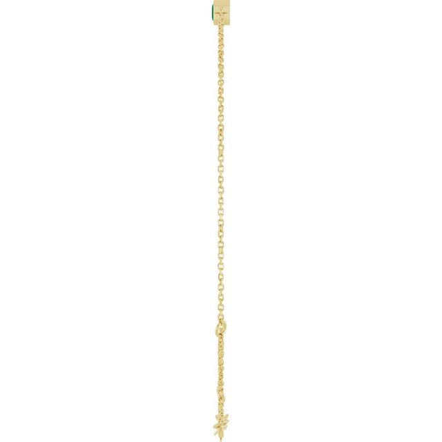 14K Gold Round Lab-Grown Emerald Bezel-Set Link Bracelet - Yellow Gold - view 12
