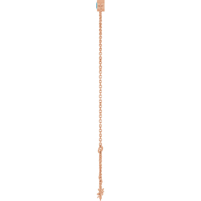 14K Gold Round Natural Aquamarine Bezel-Set Link Bracelet - Rose Gold - view 12