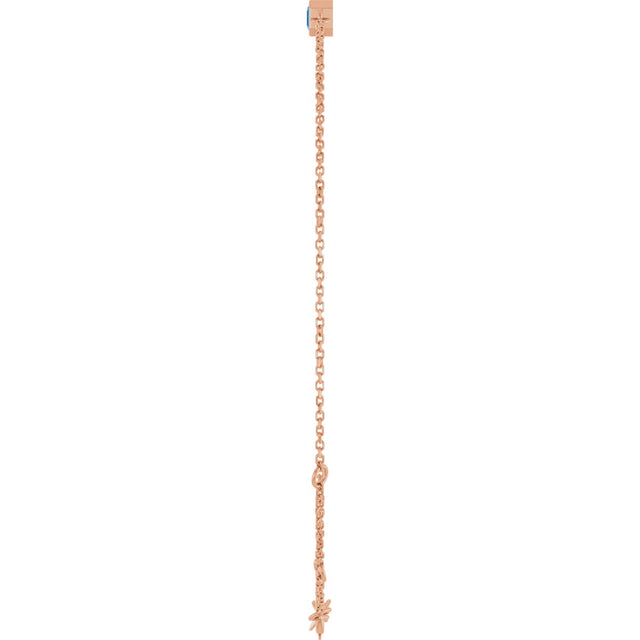 14K Gold Round Natural Blue Zircon Bezel-Set Link Bracelet - Rose Gold - view 12