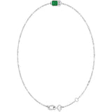 14K Gold Round Natural Emerald Bezel-Set Link Bracelet - White Gold - view 11