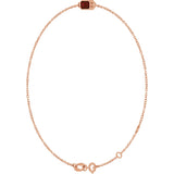 14K Gold Round Natural Mozambique Garnet Bezel-Set Link Bracelet - Rose Gold - view 11