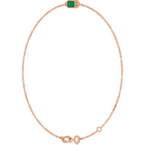 14K Gold Round Lab-Grown Emerald Bezel-Set Link Bracelet - Rose Gold - view 11