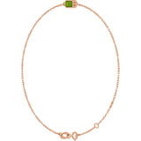 14K Gold Round Natural Peridot Bezel-Set Link Bracelet - Rose Gold - view 11