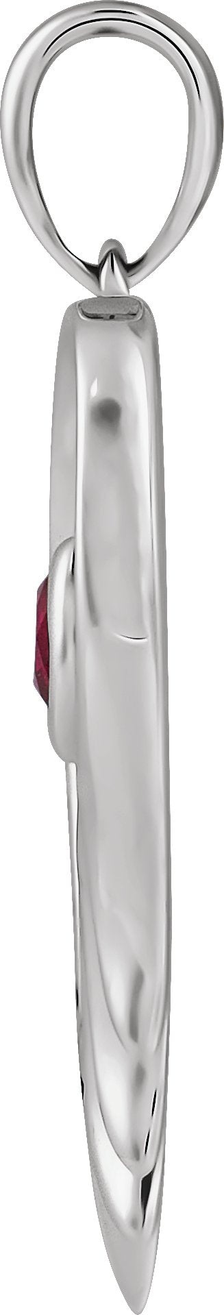 14K Gold Round Lab-Grown Ruby I'll Hold You In My Heart Pendant - White Gold - view 2
