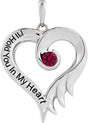14K Gold Round Lab-Grown Ruby I'll Hold You In My Heart Pendant - White Gold
