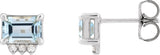 Platinum Emerald Natural Sky Blue Topaz & Natural Diamond Accented Earrings – 6x4mm