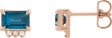 14K Gold Emerald Natural London Blue Topaz & Natural Diamond Accented Earrings – 7x5mm - Rose Gold