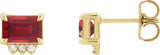 14K Gold Emerald Lab-Grown Ruby & Natural Diamond Accented Earrings - Yellow Gold