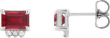 14K Gold Emerald Lab-Grown Ruby & Natural Diamond Accented Earrings - White Gold