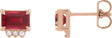 14K Gold Emerald Lab-Grown Ruby & Natural Diamond Accented Earrings - Rose Gold