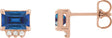 14K Gold Emerald Lab-Grown Blue Sapphire & Natural Diamond Accented Earrings – 6x4mm - Rose Gold