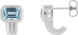 14K Gold Natural Sky Blue Topaz Emerald Bezel-Set Earrings - White Gold