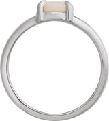 Platinum Round Natural White Opal Cabochon Ring – 8x6mm - view 2
