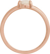 14K Gold Round Natural White Opal Cabochon Ring – 8x6mm - Rose Gold - view 2