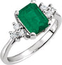 14K Gold Emerald Natural Emerald & Natural Diamond Accented Ring