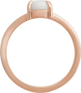 14K Gold Round Natural White Opal Cabochon Ring – 8x6mm - Rose Gold - view 2