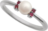 14K Gold Cultured White Freshwater Pearl & Natural Pink Tourmaline Accented Pearl Ring - White Gold - view 4