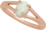 14K Gold Round Natural White Opal Cabochon Ring – 8x6mm - Rose Gold - view 4