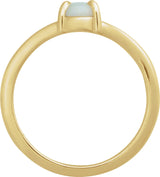 14K Gold Round Natural White Opal Cabochon Ring – 8x6mm - Yellow Gold - view 2