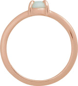 14K Gold Round Natural White Opal Cabochon Ring – 8x6mm - Rose Gold - view 2