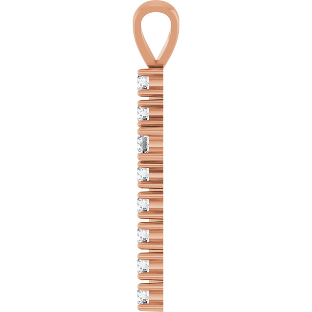 14K Gold Round Natural Diamond Accented Cross Pendant – up to 3/4 CTW - Rose Gold - view 9