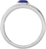 14K Gold Oval Natural Lapis Cabochon Ring - White Gold - view 2