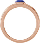14K Gold Oval Natural Lapis Cabochon Ring - Rose Gold - view 2