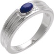 Platinum Oval Natural Lapis Cabochon Ring