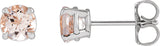 Platinum Natural Pink Morganite Round 4-Prong Claw Stud Earrings