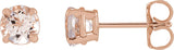 14K Gold Natural Pink Morganite Round 4-Prong Claw Stud Earrings - Rose Gold