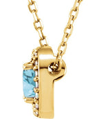 14K Gold Cushion Natural Sky Blue Topaz & Natural Diamond Halo-Style Necklace or Pendant – 04 CTW - Yellow Gold - view 2