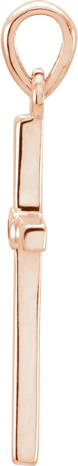 14K Gold Round Natural Emerald Cross Pendant - Rose Gold - view 4