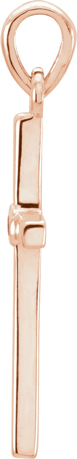 14K Gold Round Natural Emerald Cross Pendant - Rose Gold - view 4
