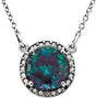 Platinum Round Lab-Grown Alexandrite & Natural Diamond Halo-Style Necklace