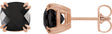 14K Gold Natural Onyx Cushion Double Claw-Prong Stud Earrings - Rose Gold
