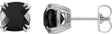Platinum Natural Onyx Cushion Double Claw-Prong Stud Earrings