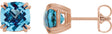 14K Gold Natural Swiss Blue Topaz Cushion Double Claw-Prong Stud Earrings - Rose Gold