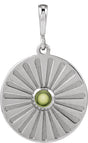 Platinum Round Natural Peridot Starburst Cabochon Necklace or Pendant
